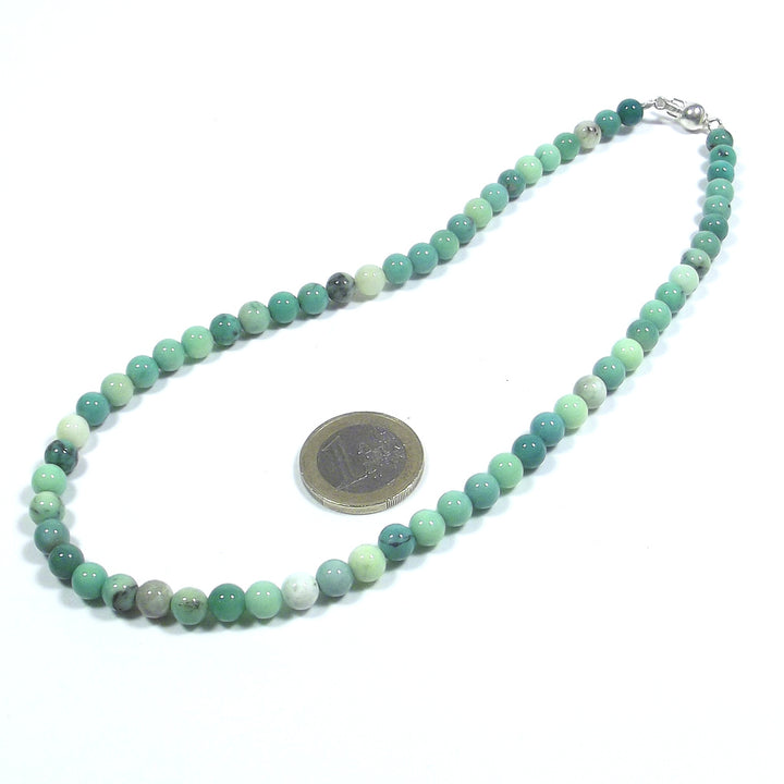 JEWELRY | NECKLACE with stone - chrysoprase and 925 silver choker