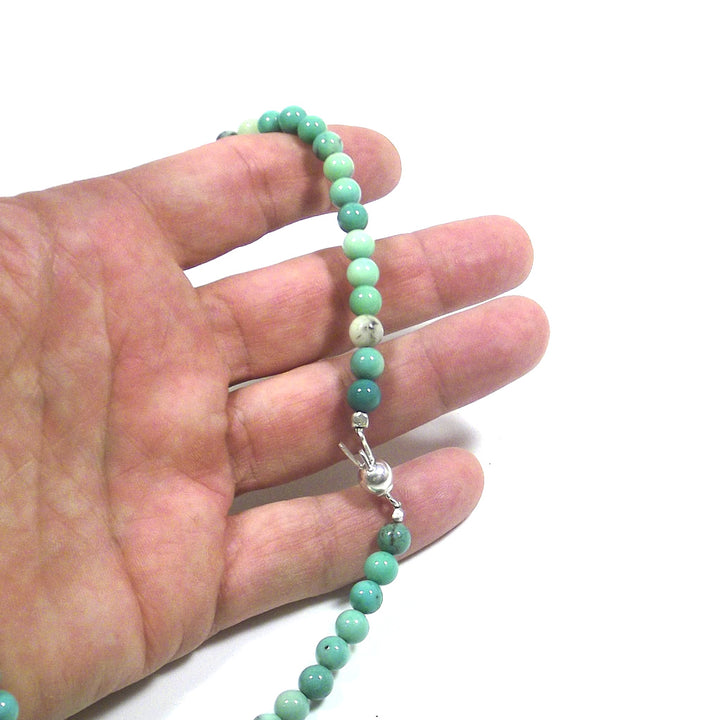 JEWELRY | NECKLACE with stone - chrysoprase and 925 silver choker