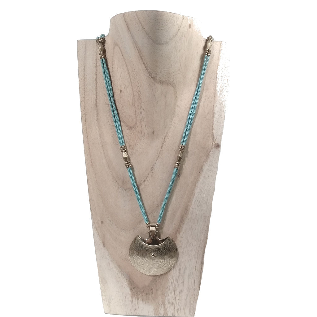 Collana lunga color TURCHESE artigianale in ottone Collana ETNICA | COLLANE IN OTTONE