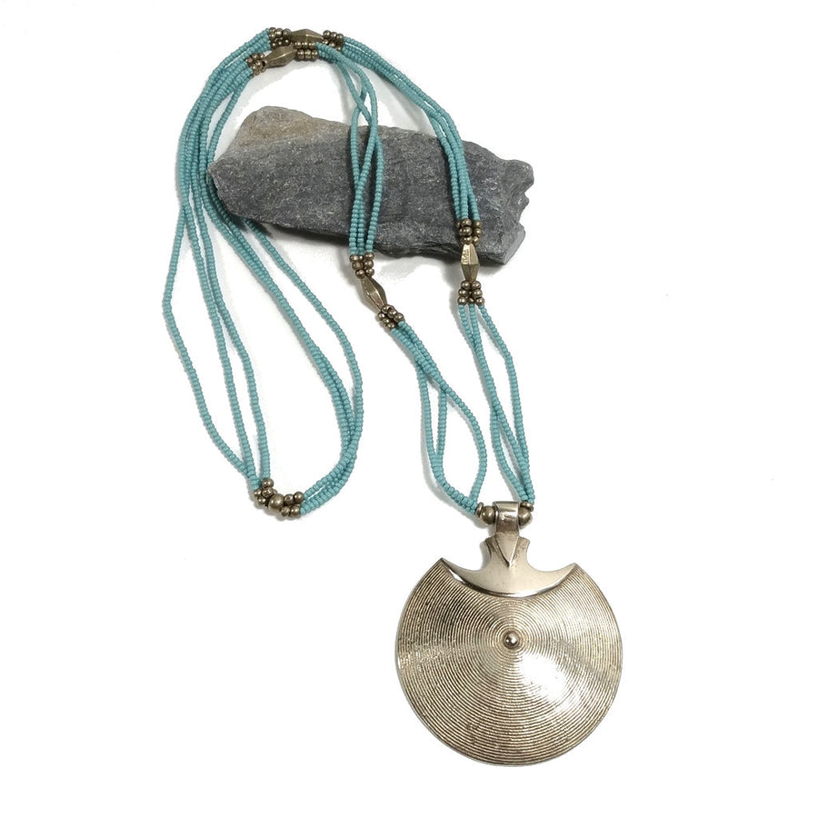 Collana lunga color TURCHESE artigianale in ottone Collana ETNICA | COLLANE IN OTTONE