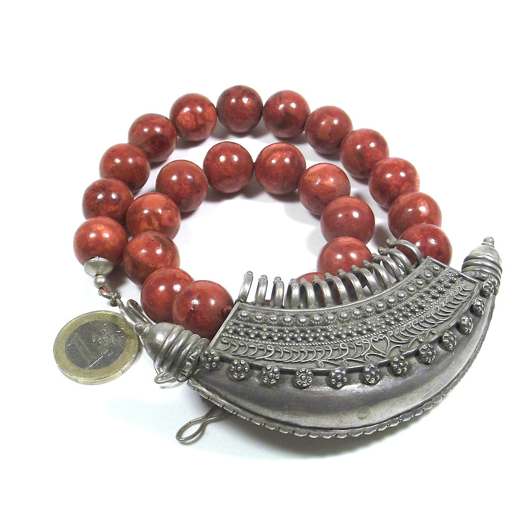 GIOIELLI | COLLANA con pietra - madrepora PORTAPREGHIERE argento 925