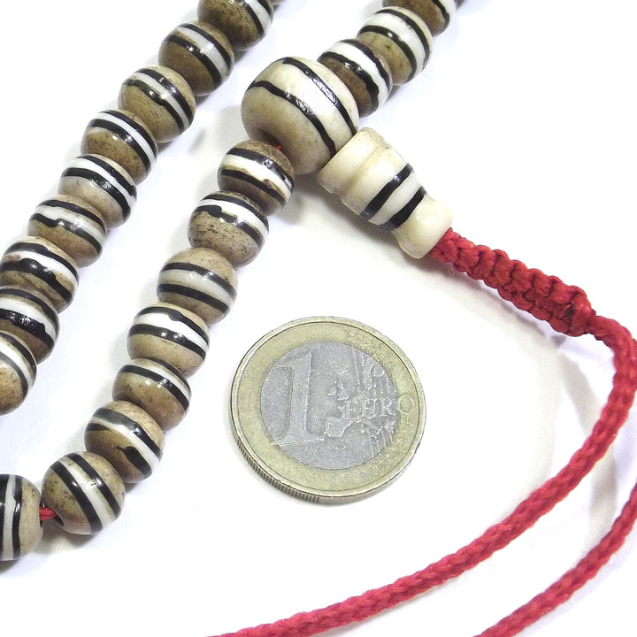 Collana Etnica Japa Mala - Osso dipinto con contatore