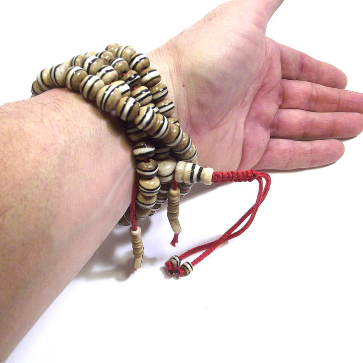 Collana Etnica Japa Mala - Osso dipinto con contatore