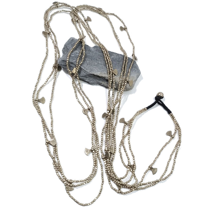 Collana etnica lunga artigianale in ottone - MADHYA