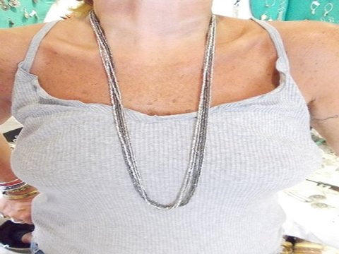 Collana in ottone argentato - Naga