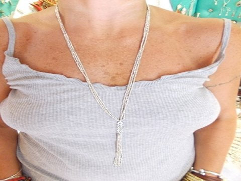Silver-plated brass necklace - Naga long