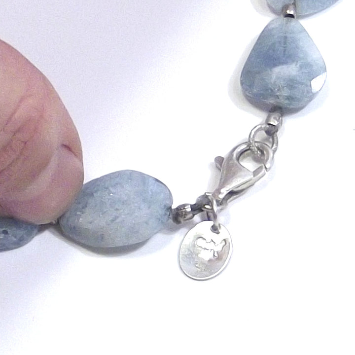 ETHNIC NECKLACE with silver fish and AQUAMARINE