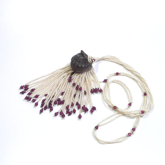 COLLANA ETNICA perle agata rubino e zircone in BRONZO dettagli