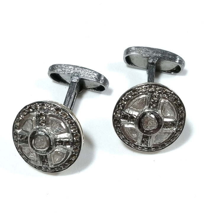 GEMELLI in argento 925 con Diamante taglio rosetta | GIOIELLI IN ARGENTO