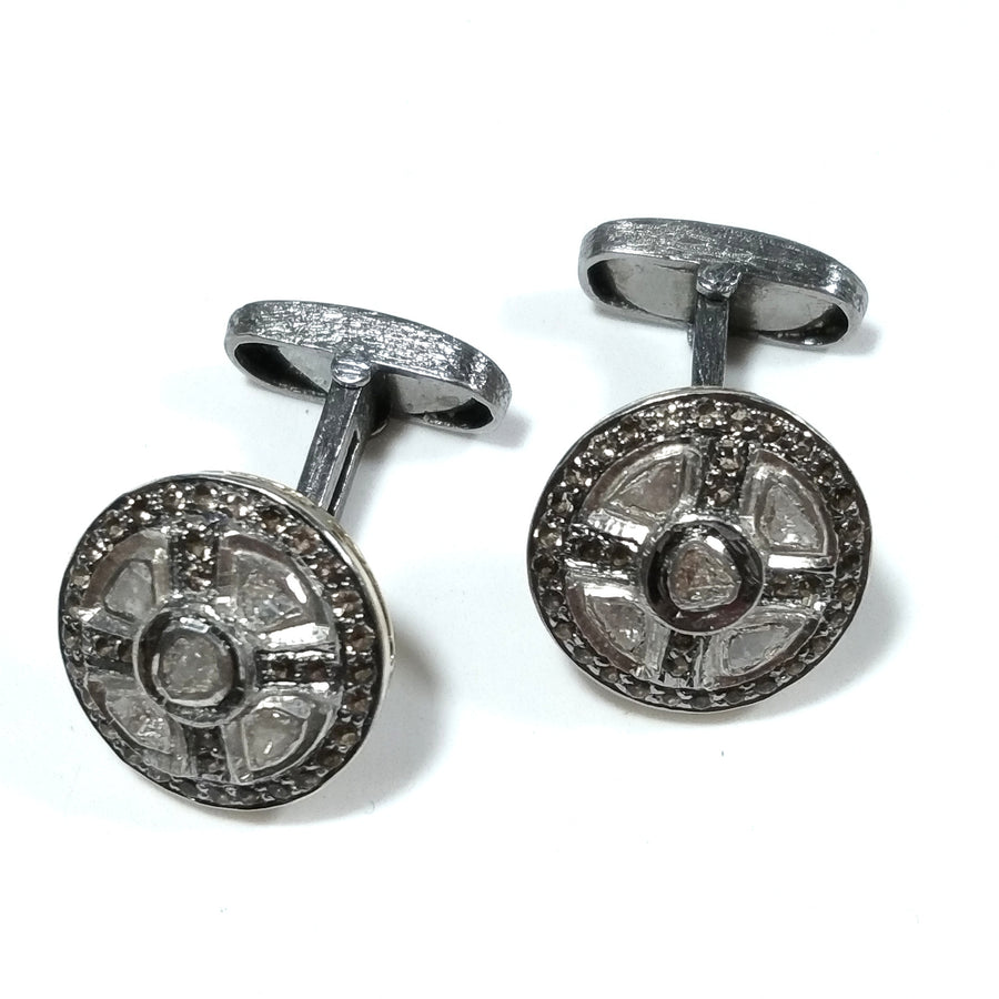 GEMELLI in argento 925 con Diamante taglio rosetta | GIOIELLI IN ARGENTO