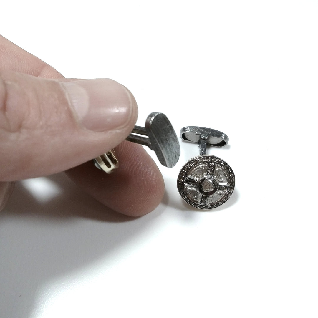 GEMELLI in argento 925 con Diamante taglio rosetta | GIOIELLI IN ARGENTO