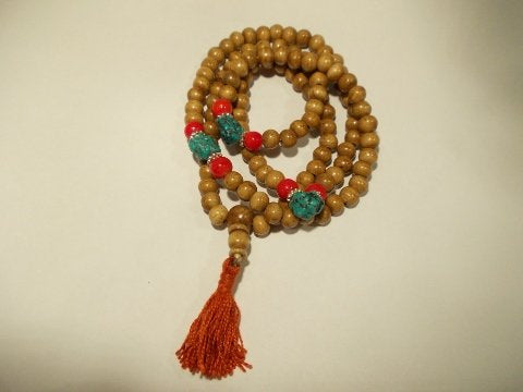 Japa Mala - osso - turchese 8mm 108