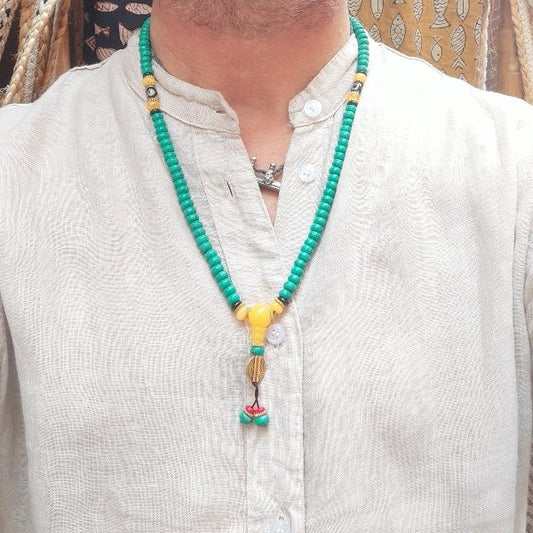 Japamala color TURCHESE 8 mm - Rosario tibetano di BUON AUSPICIO