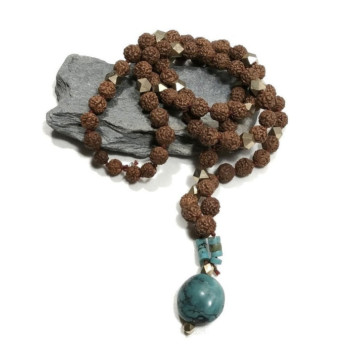 Collana ETNICA | Collana artigianale con TURCHESE e Rudraksha | JAPAMALA