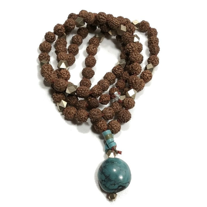 Collana ETNICA | Collana artigianale con TURCHESE e Rudraksha | JAPAMALA