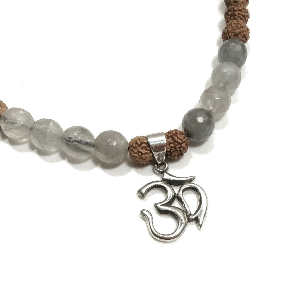 Collana ETNICA | Collana artigianale con Quarzo rutilato e Rudraksha | JAPAMALA