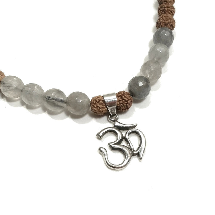 Collana ETNICA | Collana artigianale con Quarzo rutilato e Rudraksha | JAPAMALA