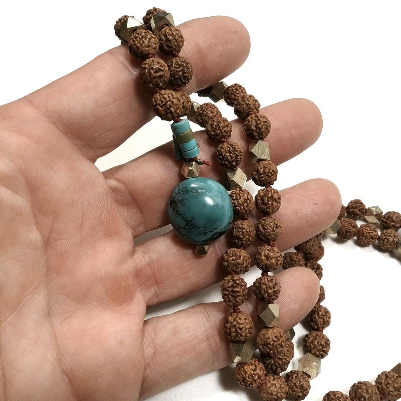 Collana ETNICA | Collana artigianale con TURCHESE e Rudraksha | JAPAMALA