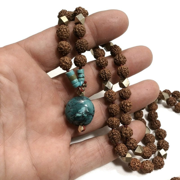 Collana ETNICA | Collana artigianale con TURCHESE e Rudraksha | JAPAMALA