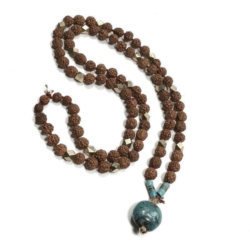 Collana ETNICA | Collana artigianale con TURCHESE e Rudraksha | JAPAMALA