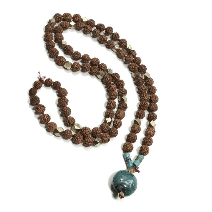 Collana ETNICA | Collana artigianale con TURCHESE e Rudraksha | JAPAMALA