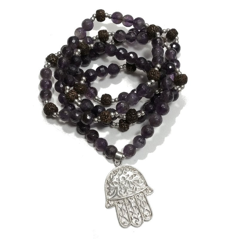 Collana artigianale in argento 925 Collana con pietra Ametista | MANO DI FATIMA
