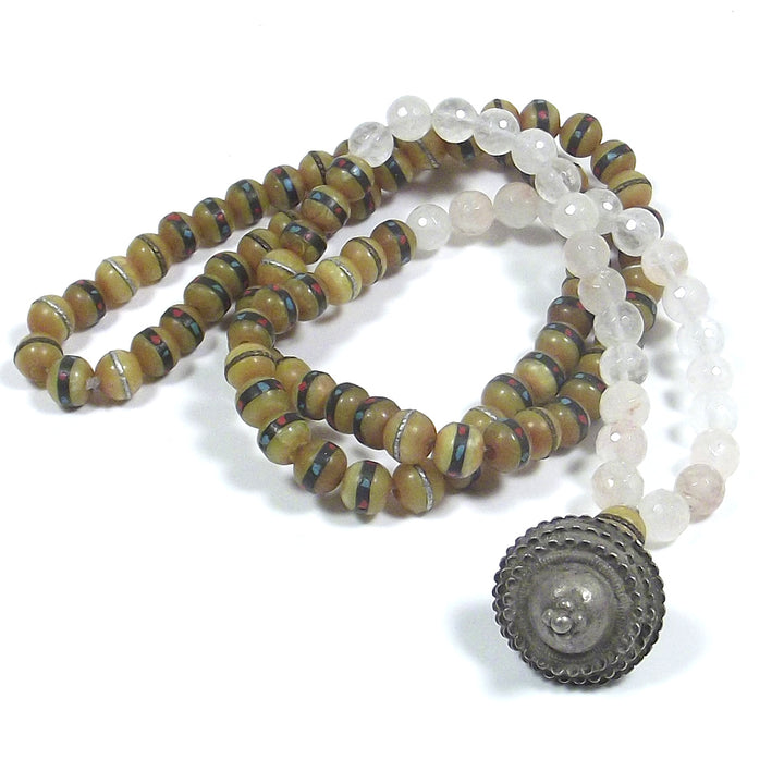 Japa Mala - colore ambra e cristallo di rocca | GIOIELLI ETNICI