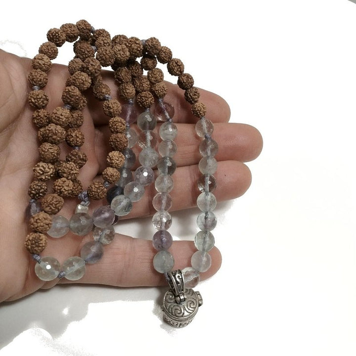 Collana ETNICA | Collana artigianale con FLOURITE e Rudraksha | JAPAMALA