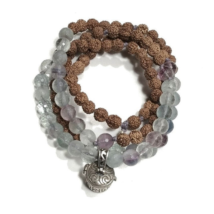 Collana ETNICA | Collana artigianale con FLOURITE e Rudraksha | JAPAMALA