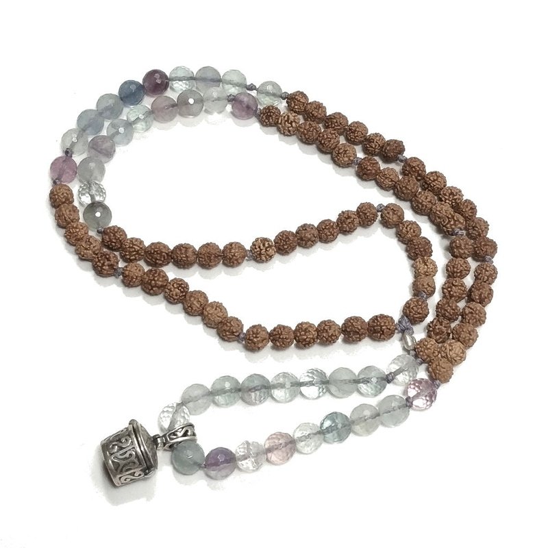 Collana ETNICA | Collana artigianale con FLOURITE e Rudraksha | JAPAMALA