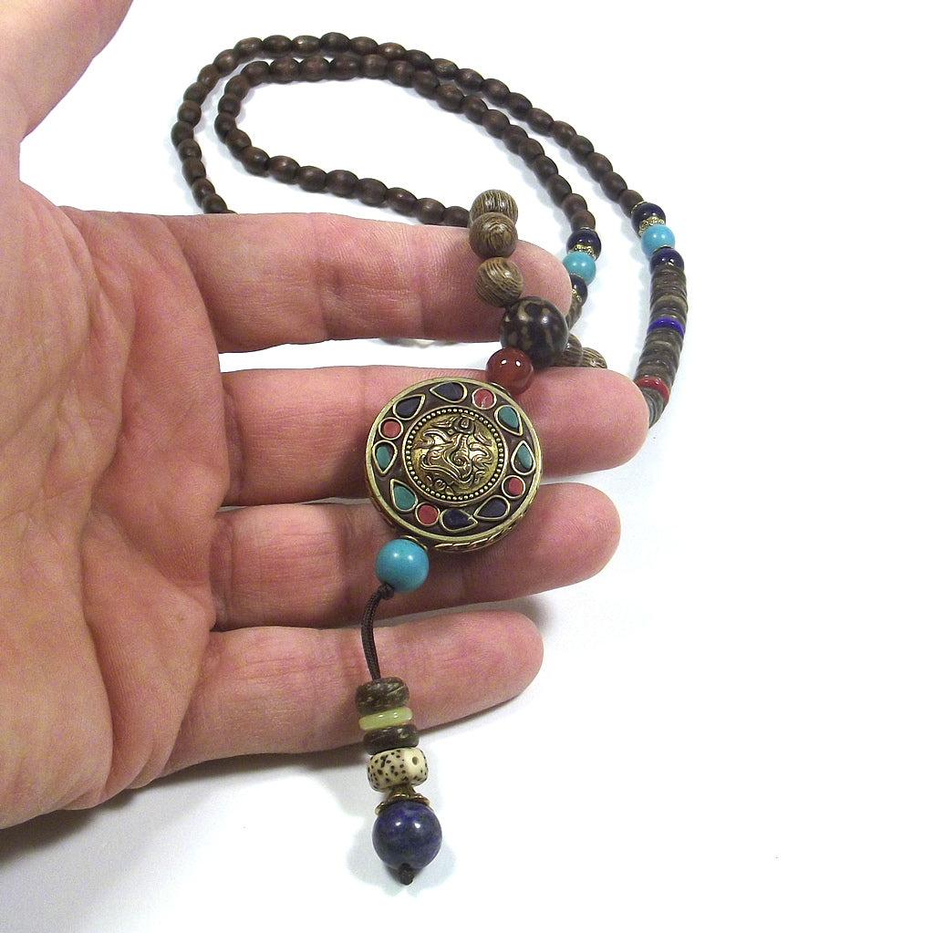 Japa Mala semi e legno con Ganesh - BHELOA