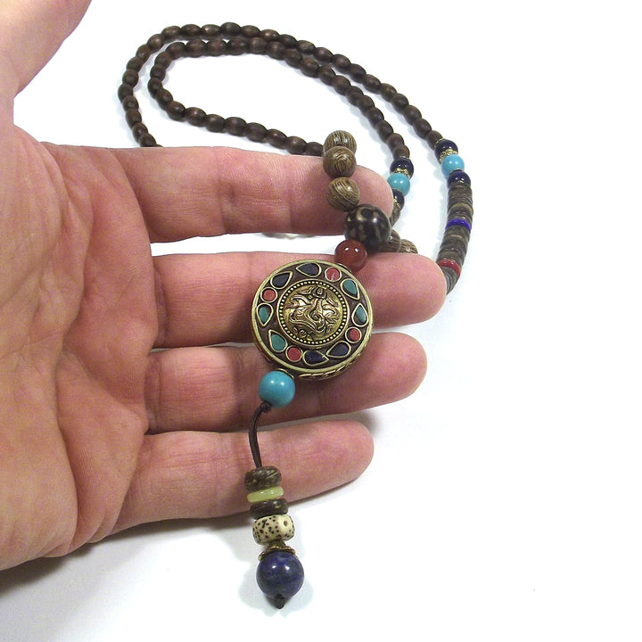 Japa Mala semi e legno con Ganesh - BHELOA