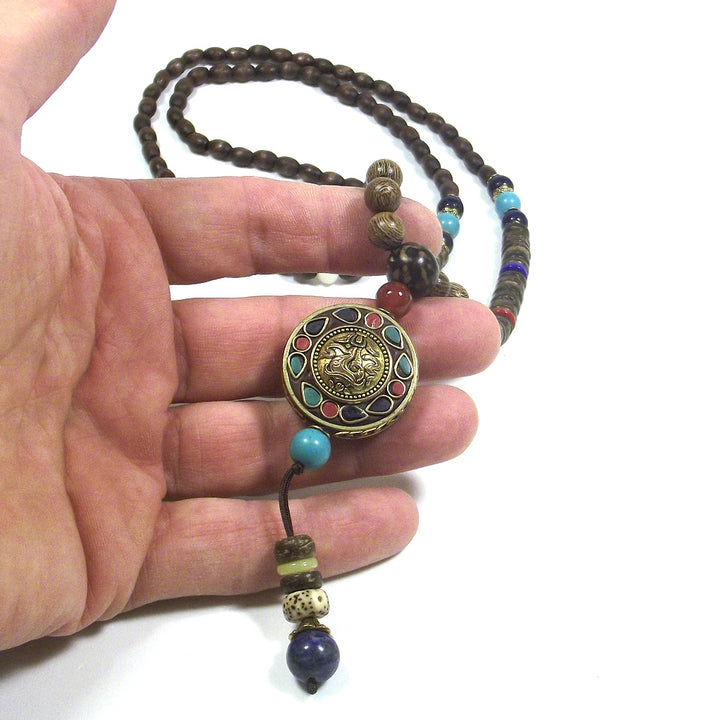 Japa Mala semi e legno con Ganesh - BHELOA