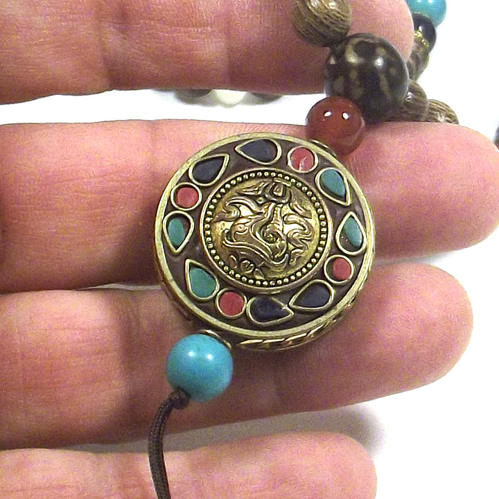 Japa Mala semi e legno con Ganesh - BHELOA