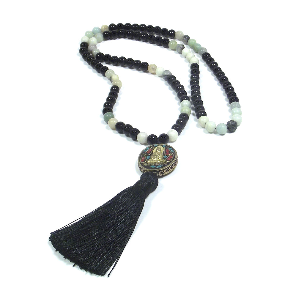 Japa Mala - colore nero/verde - BUDDHA | GIOIELLI ETNICI