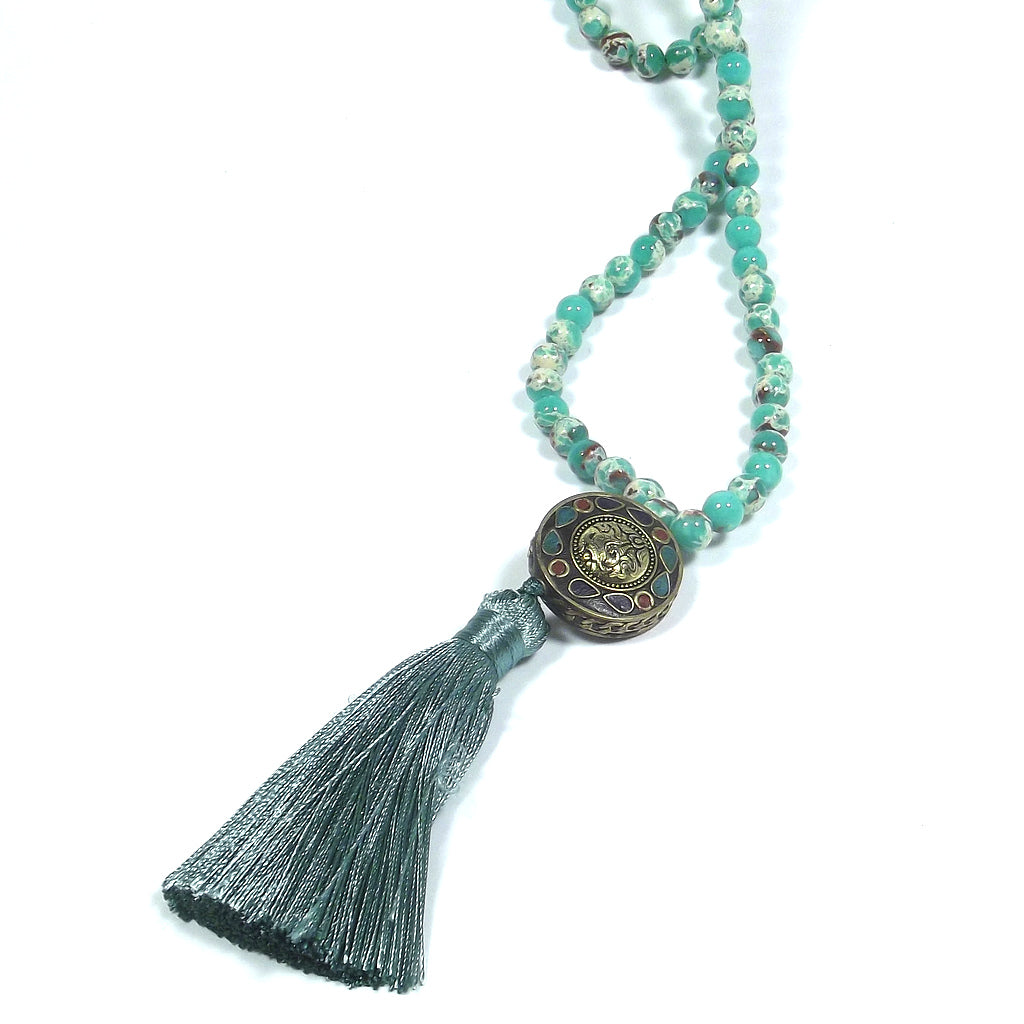 Japa Mala colore turchese con Ganesh - ITWA