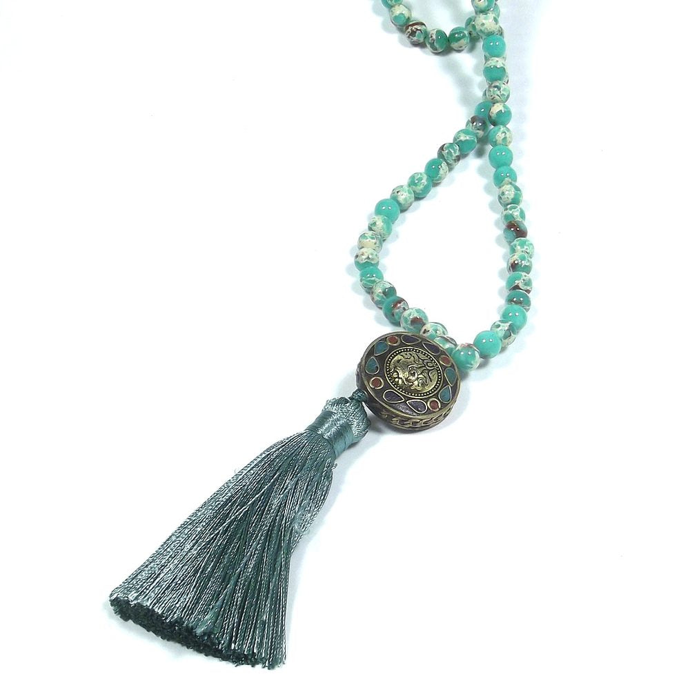 Japa Mala colore turchese con Ganesh - ITWA