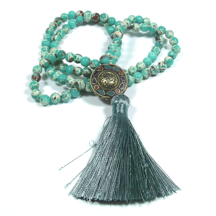 Japa Mala colore turchese con Ganesh - ITWA