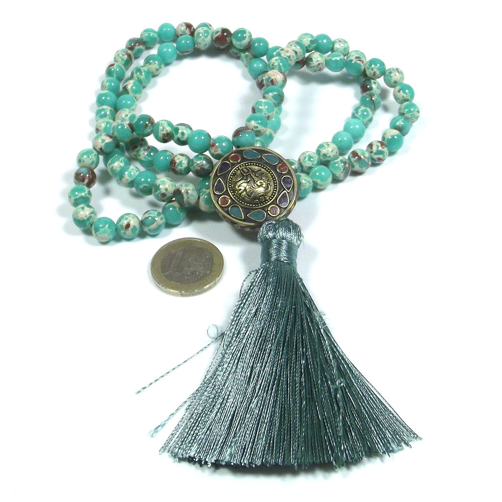 Japa Mala colore turchese con Ganesh - ITWA