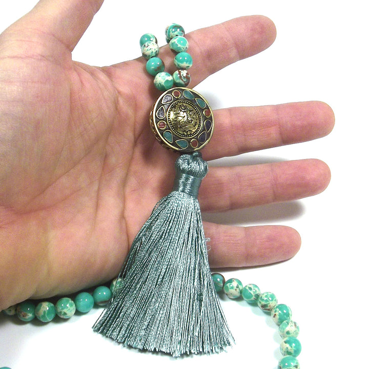 Japa Mala colore turchese con Ganesh - ITWA