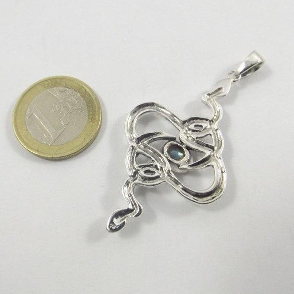 Schlangenanhänger aus 925er Silber mit Stein - GWALIOR