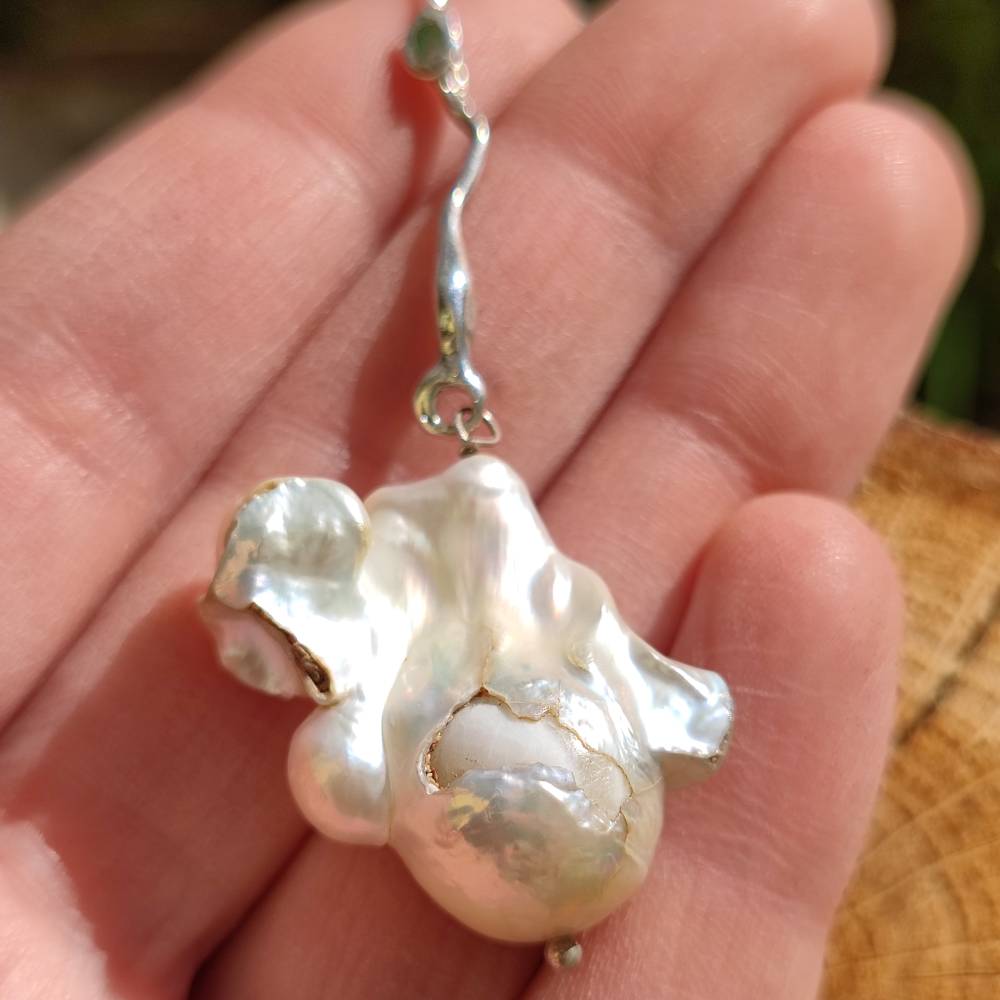 Mono orecchino in argento 925 con Perla scaramazza - Pezzo unico