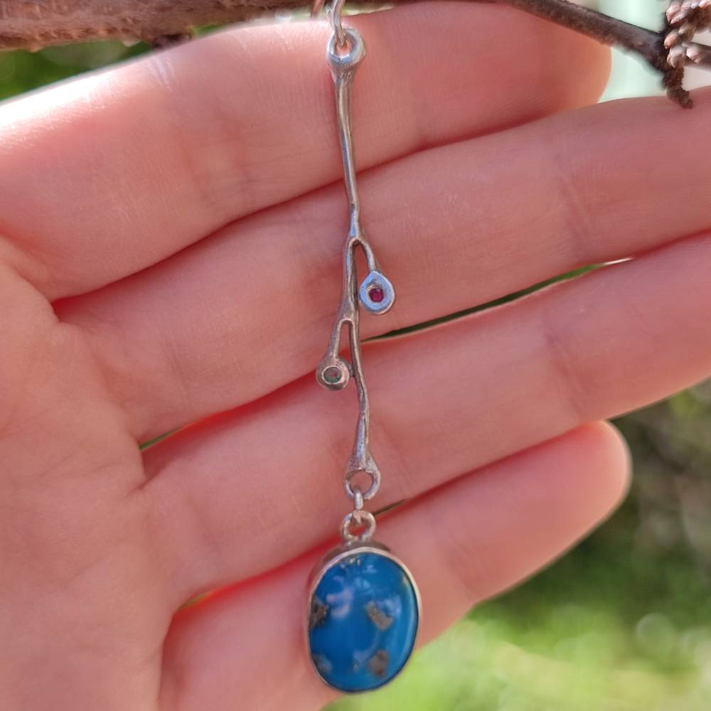 Mono orecchino in argento 925 con Turchese - Pezzo unico