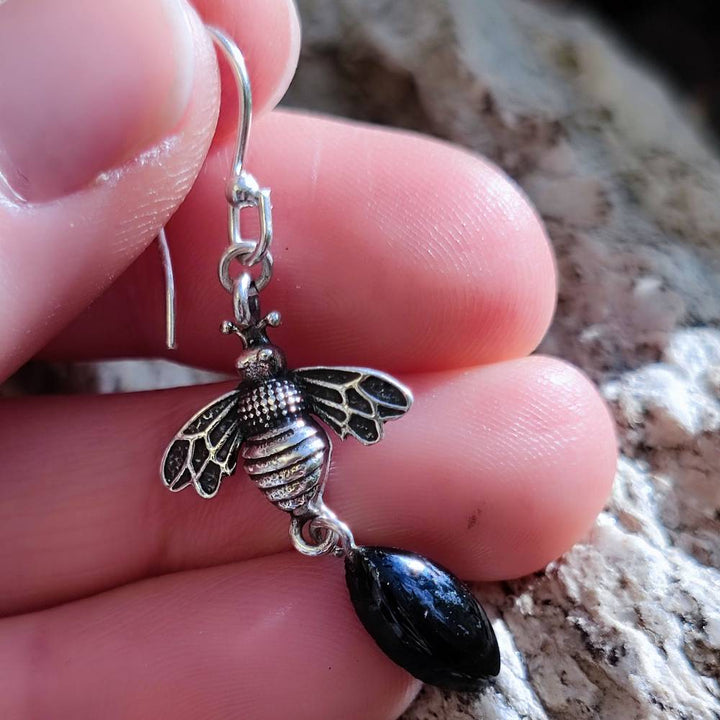 ORECCHINI con ape e pietra in argento 925 - ZIRNIA