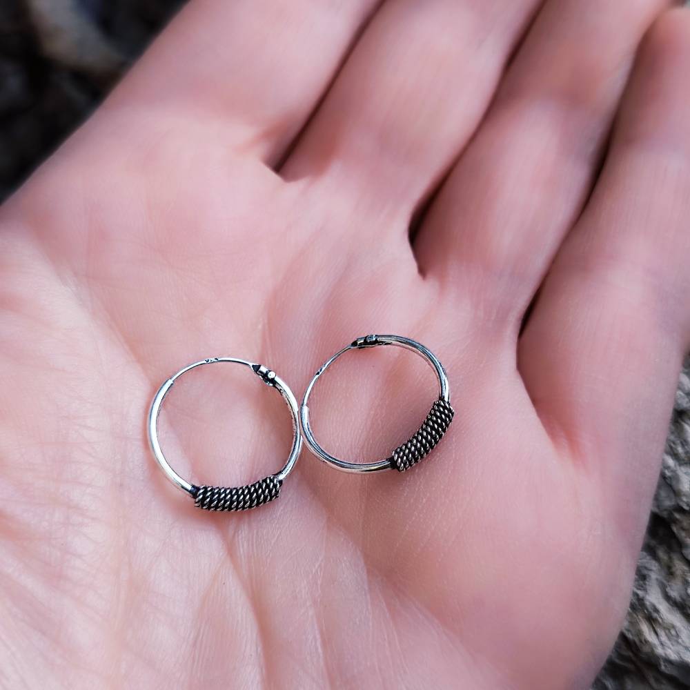 ORECCHINI etnici a cerchio in argento 925 - THENI