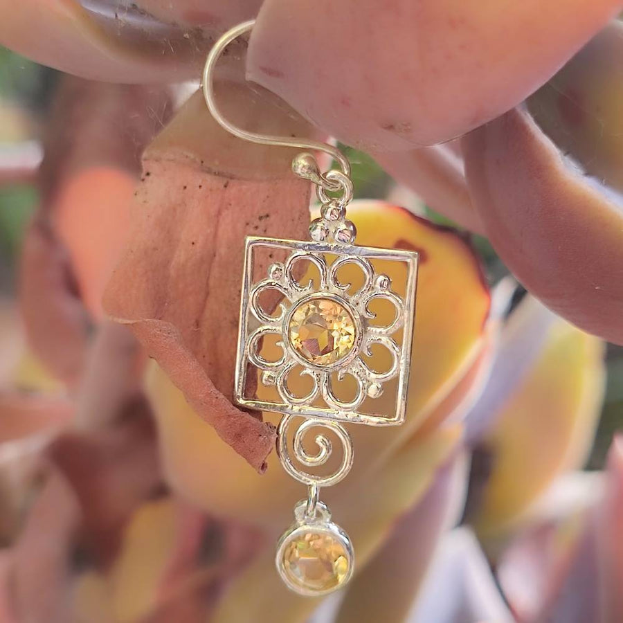 ORECCHINI etnici con pietra in argento 925 - BARAGHAT