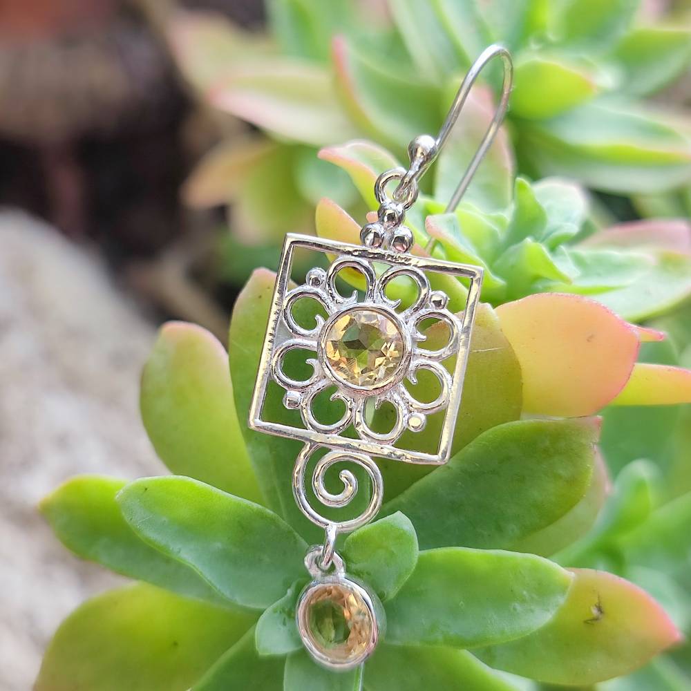 ORECCHINI etnici con pietra in argento 925 - BARAGHAT