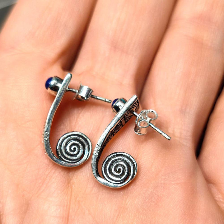 ORECCHINI etnici con pietra in argento 925 - DAHEGAM