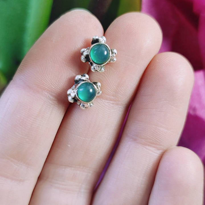 ORECCHINI etnici con pietra in argento 925 - JADAL