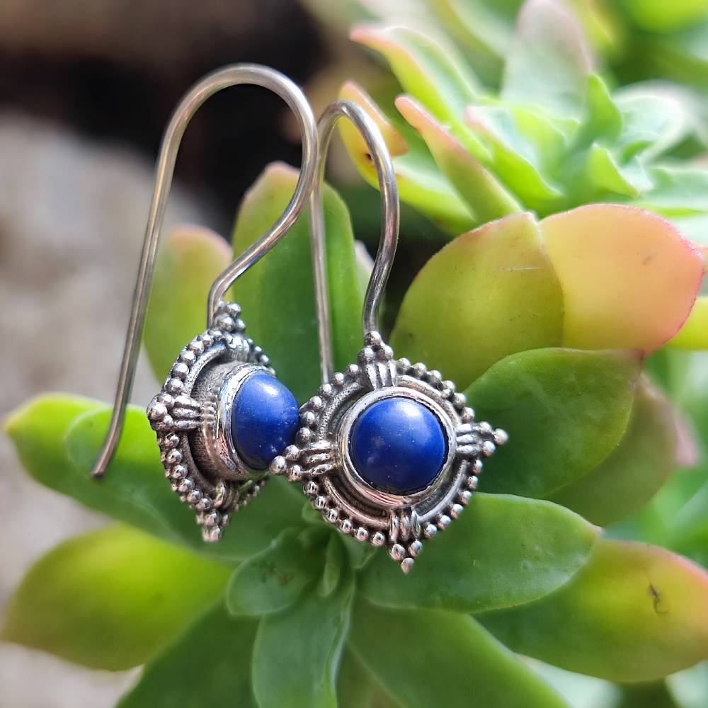 ORECCHINI etnici con pietra in argento 925 - KADOMAL